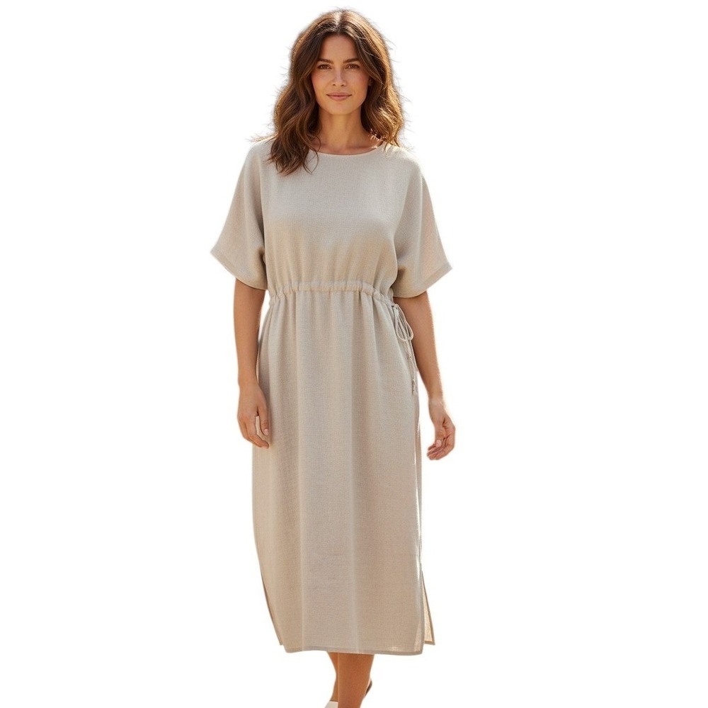 Vanessa Zani Italy 100% Linen Euro Summer Womens size XL Beachy Resortwear Dress